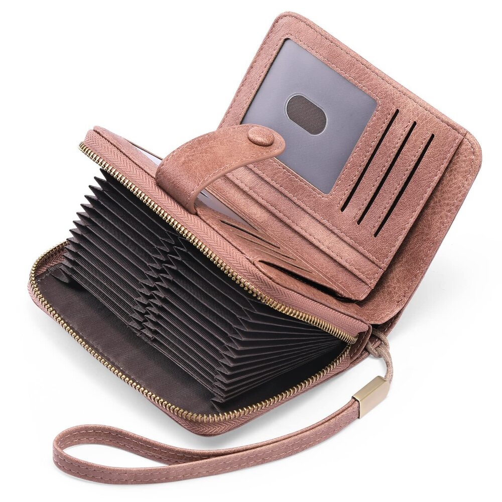4045 Leather Credit Card Holder Wallet RFID Blocking Large Capacity Bifold